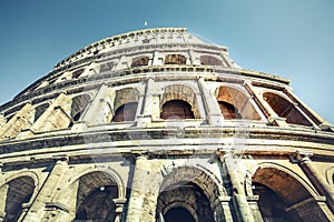 Colosseum of Rome, Italy. External facade.