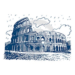 Colosseum. Rome, Italy. Graphic illustration