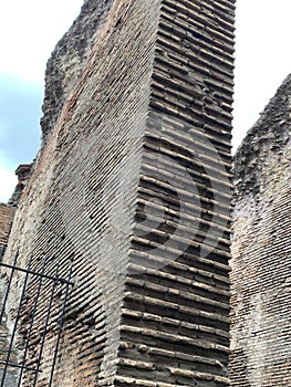 The Colosseum, Rome, Italy, an original section of a wall