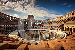 Colosseum in Rome, Italy. Panoramic view, Coliseum or Flavian Amphitheatre, AI Generated