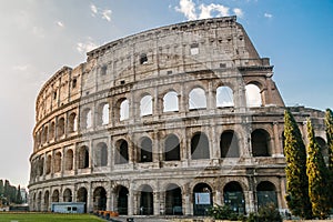 Colosseum in Rome, Italy during sunrise. Rome architecture and landmark