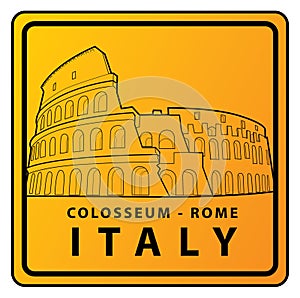 Colosseum Rome Italy Yellow Board Illustration Design