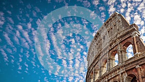 Colosseum Rome Low Angle Sky Clouds Time Lapse