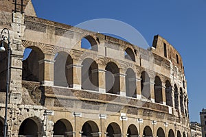 Colosseum in Rome during morning hours, bright and light. Italy