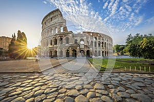 Colosseum in Rome with morning sun