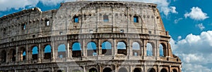 Colosseum in Rome and morning sun, Italy