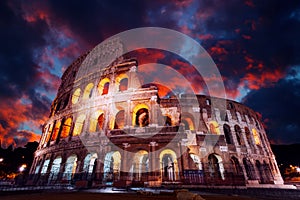 Colosseum in Rome at night. Italy