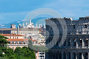 Colosseum seen from the top of Altar of the Fatherland or Altare della Patria, Rome, Italy