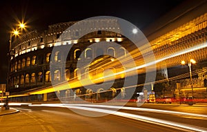 Colosseum Street Abstract Night Moon Rome Italy