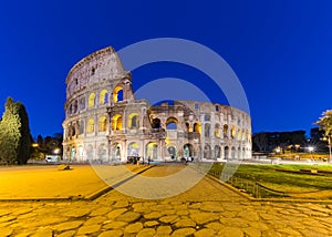 Colosseum in a summer night in Rome, Italy