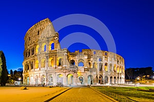 Colosseum in a summer night in Rome, Italy