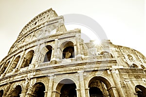 Colosseum in a sunny day in Rome
