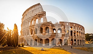 Colosseum at sunrise, Rome, Italy, Europe