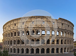 Colosseum at sunrise in Rome.