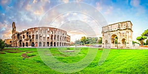 Colosseum at sunset in Rome, Italy