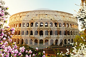 Colosseum at sunset in Rome, Italy