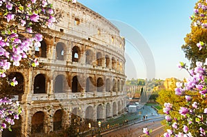 Colosseum at sunset in Rome, Italy