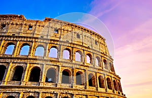 Colosseum at sunset in Rome