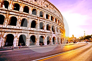 Colosseum at sunset in Rome