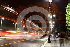 Colosseum and traffic lights