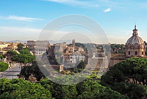 Colosseum and via dei Fori Imperiali in Rome, Italy