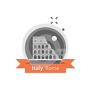 Colosseum view, Italy, Rome symbol, travel destination, famous landmark, tourism concept