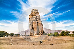 Colossi of Memnon, two massive stone statues of pharaoh Amenhotep III in Luxor, Egypt