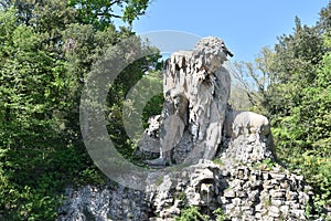 The Colosso dell`Appennino del Giambologna 1580, sculpture located in Florence in the public park of Villa Demidoff photo