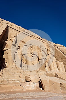 Colossus of The Great Temple of Ramesses II or Ramesses the Great at Abu Simbel Aswan Egypt