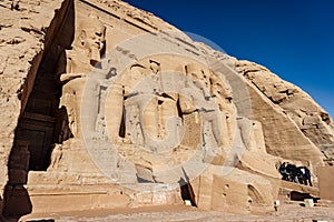 Colossus of The Great Temple of Ramesses II or Ramesses the Great at Abu Simbel Aswan Egypt