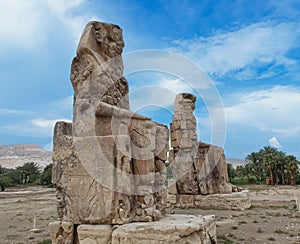 Colossus of Memnon in Luxor. Big statues near the Valley of Kings. Egypt