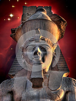 Colossus of Ramses II and Cone Nebula (Elements of this image furnished by NASA)