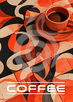 Colouful abstract retro coffee poster photo