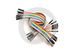 Colour cable bus isolated on white