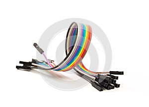 Colour cable bus isolated on white