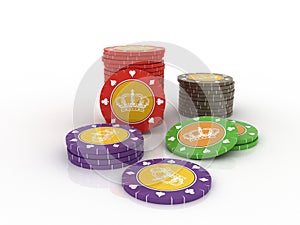 Colour casino chips isolated