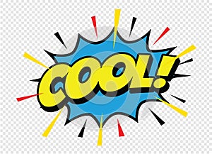 Colour comic speech bubble COOL. Vector Illustration