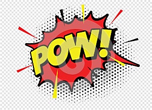 Colour comic speech bubble POW. Vector Illustration