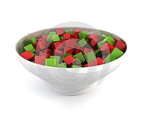 Colour cubes in bowl