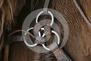 Colour detail of a handmade leather saddle