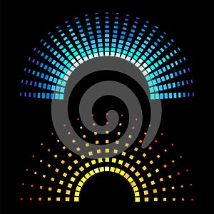 Colour equaliser half round soundwaves