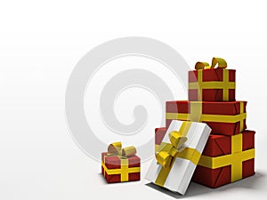 Colour gift boxes on white background