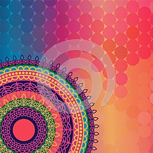 Colour Henna Mandala Background