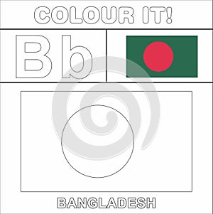 Colour it Kids colouring Page country starting from English Letter `B`  Bangladesh How to Color Flag photo