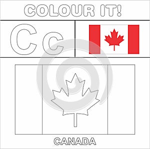 Colour it Kids colouring Page country starting from English Letter `C` Canada How to Color Flag photo