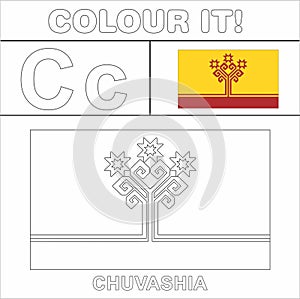 Colour it Kids colouring Page country starting from English Letter `C` Chuvashia  How to Color Flag photo