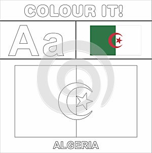 Colour it Kids colouring Page country starting from English Letter A a Algeria How to ColorFlag photo