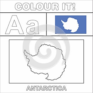 Colour it Kids colouring Page country starting from English Letter A a Antarctica How to ColorFlag photo