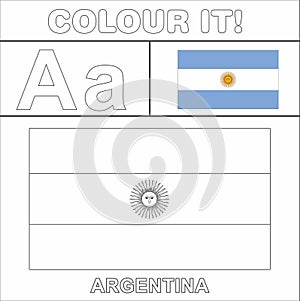Colour it Kids colouring Page country starting from English Letter A a Argentina  How to ColorFlag photo