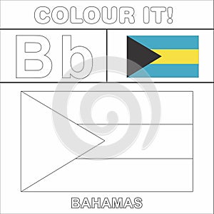Colour it Kids colouring Page country starting from English Letter `B`  Bahamas How to ColorFlag photo